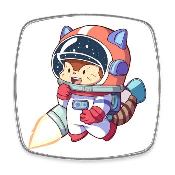 Astronaute chat en combinaison spatiale - Magnet carré - blanc - Devant