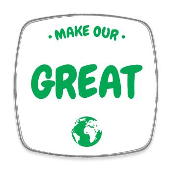 Make Our Planet Great Green Earth Ecology Art - Viereckiger Kühlschrankmagnet - Weiß - Vorne