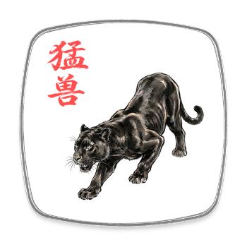 Schwarze Raubkatze Kampfkunst Panther - Viereckiger Kühlschrankmagnet - Weiß - Vorne
