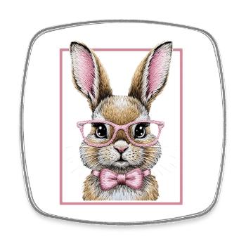 Cute Bunny mit Brille – Lustiges Hasendesign  - Viereckiger Kühlschrankmagnet - Weiß - Vorne