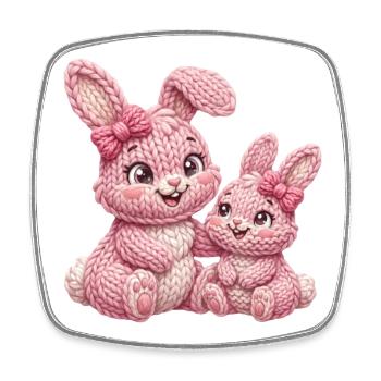 Hasen Kinder Hasenkinder - kleine große Schwester - Viereckiger Kühlschrankmagnet - Weiß - Vorne