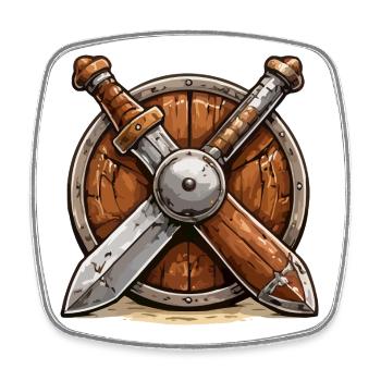 Bouclier et Épées Viking - Magnet carré - blanc - Devant
