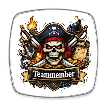 Membres de l’équipe : Conception du crâne de pirate - Magnet carré - blanc - Devant