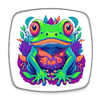 Art pop de grenouilles colorées - Magnet carré - blanc - Devant