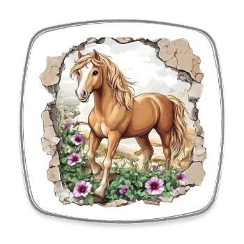 Pferd  - Viereckiger Kühlschrankmagnet - Weiß - Vorne