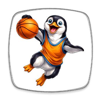 Cooler Pinguin Basketballer Cartoon Sport Teamspie - Viereckiger Kühlschrankmagnet - Weiß - Vorne