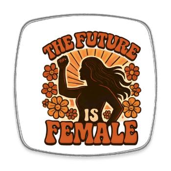 L’avenir est une femme – le pouvoir des fleurs - Magnet carré - blanc - Devant