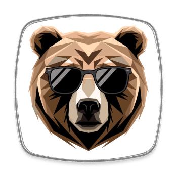 Brown Bear, Grizzly Bear, Bear Brothers, Forest, Wild Bears - Square fridge magnet - white - Front