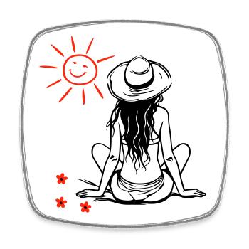 Longing for sun - Square fridge magnet - white - Front