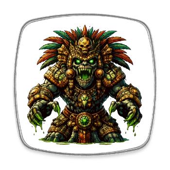 Totem Warrior of the Jungle Aztecs - Square fridge magnet - white - Front