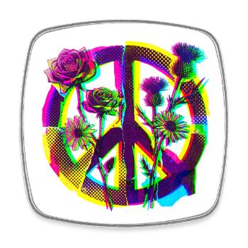 Peace Blumen Frieden Demo - Viereckiger Kühlschrankmagnet - Weiß - Vorne