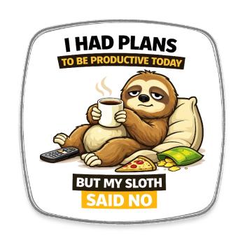 Productive Sloth Coffee Break - Square fridge magnet - white - Front
