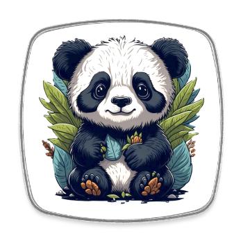 Panda in the leaf forest - Square fridge magnet - white - Front