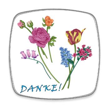 Danke mit einem Blumenstrauß  - Viereckiger Kühlschrankmagnet - Weiß - Vorne