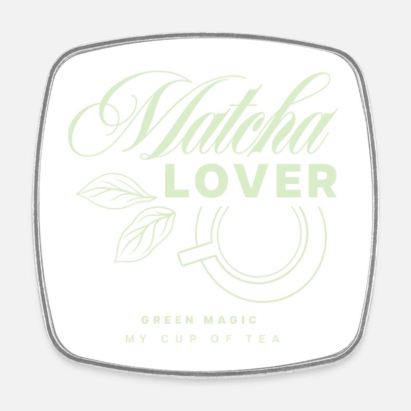 Matcha Lover Tea Design - Square fridge magnet - white