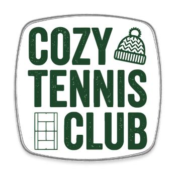 Cozy Tennis Club, Stylish Tennis Fan Mug - Square fridge magnet - white - Front