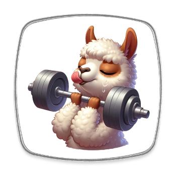 Süße Lama Alpaka Hantel Workout Fitness - Viereckiger Kühlschrankmagnet - Weiß - Vorne