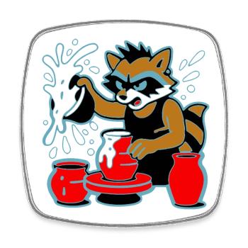 Waschbär-Keramik-Spritzer - Viereckiger Kühlschrankmagnet - Weiß - Vorne