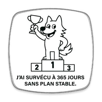 Loup vainqueur sans plan stable - Magnet carré - blanc - Devant