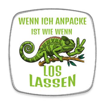 Wenn Ich Anpacke ist wie wenn zwei los lassen... - Viereckiger Kühlschrankmagnet - Weiß - Vorne