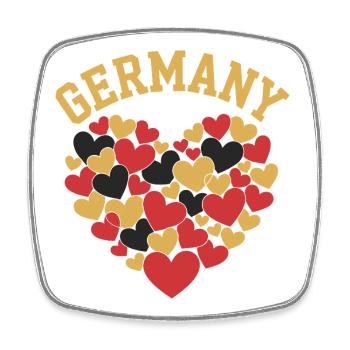 Deutschlandfarben Herzmotiv - Viereckiger Kühlschrankmagnet - Weiß - Vorne