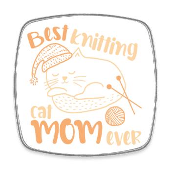 Meilleure maman de chat tricotée de tous les temps - Magnet carré - blanc - Devant