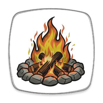 Confort de l’illustration du feu de camp - Magnet carré - blanc - Devant