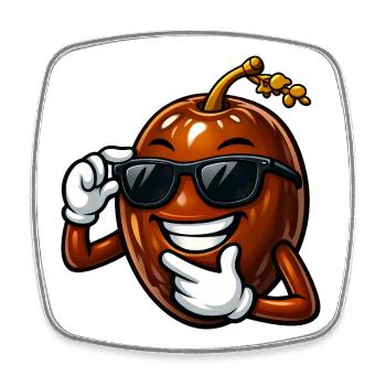 Coole Dattel Cartoon Comic Obst Arabische Frucht - Viereckiger Kühlschrankmagnet - Weiß - Vorne