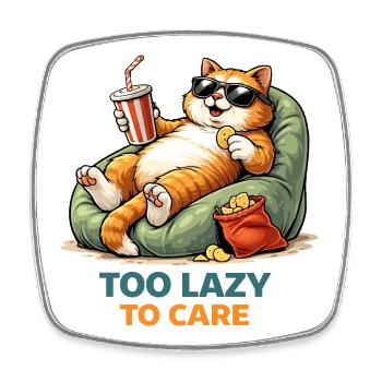 Too Lazy to Care Katzenlounge - Viereckiger Kühlschrankmagnet - Weiß - Vorne