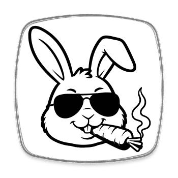 Cooler Hase Brille Karotte Outline - Viereckiger Kühlschrankmagnet - Weiß - Vorne