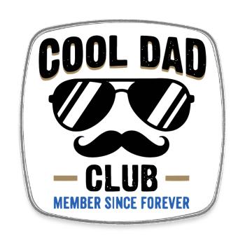 Cool Dad Club, Lustiges Vatertag Papa Shirt - Viereckiger Kühlschrankmagnet - Weiß - Vorne