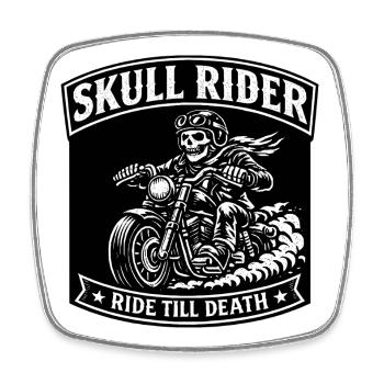 Skull Rider Biker Shirt – Design de moto vintage - Magnet carré - blanc - Devant