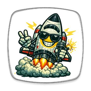 Space Rocket Duck mit Mikrofon - Viereckiger Kühlschrankmagnet - Weiß - Vorne