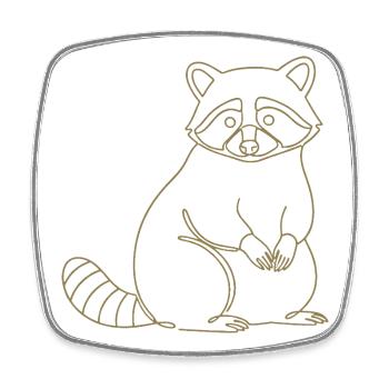 Silhouette de raton laveur mignon, minimaliste - Magnet carré - blanc - Devant