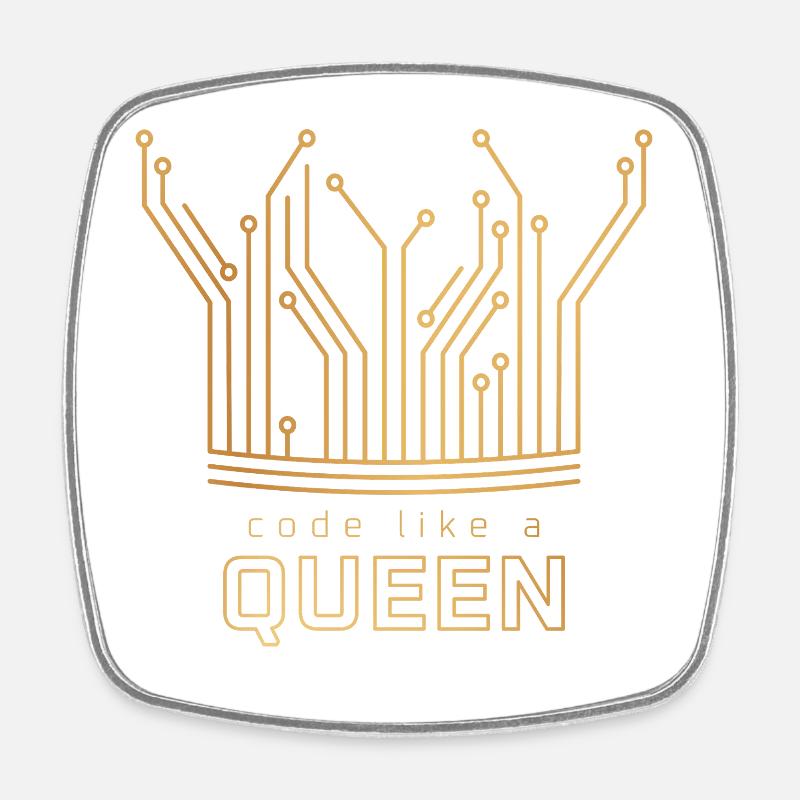 Code Like a Queen - Square fridge magnet - white