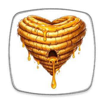Herz Bienenkorb mit Honig Illustration  - Viereckiger Kühlschrankmagnet - Weiß - Vorne