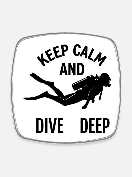 Dive Saying Black - Square fridge magnet - white