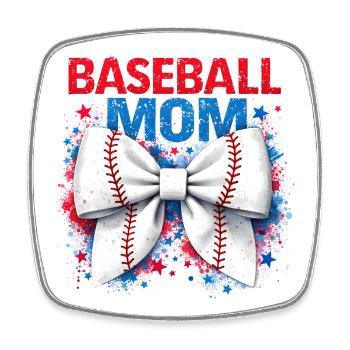 Lebendige Baseball-Bogen-Mama-Süße Spieltag-Ästhetik - Viereckiger Kühlschrankmagnet - Weiß - Vorne
