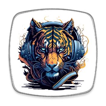 DJ Headphones Neonflair - Square fridge magnet - white - Front