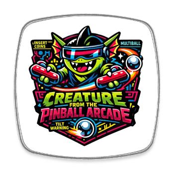 Créature du flipper Arcade Monster Retro - Magnet carré - blanc - Devant