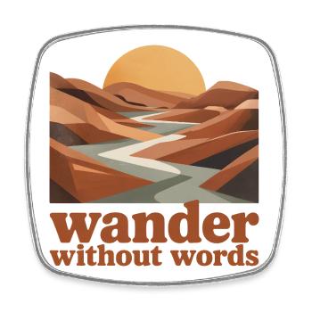 Hiking without words | Introvert Travel - Square fridge magnet - white - Front