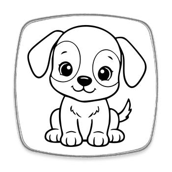 Cute Baby Dog – Black & White Puppy - Square fridge magnet - white - Front