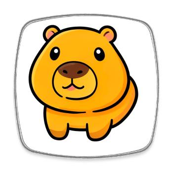 Chubby Bear Mascot Illustration - Square fridge magnet - white - Front