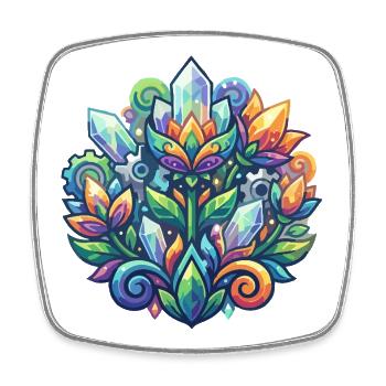 Luminous Crystal Lotus Flower Crystals Pattern - Square fridge magnet - white - Front