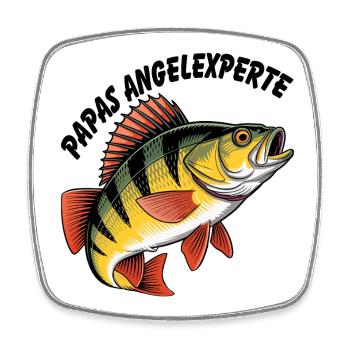 Angeln mit Papa - Viereckiger Kühlschrankmagnet - Weiß - Vorne