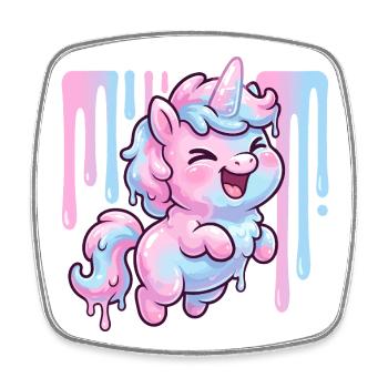 Pastell Unicorn Tropfenfreude - Viereckiger Kühlschrankmagnet - Weiß - Vorne