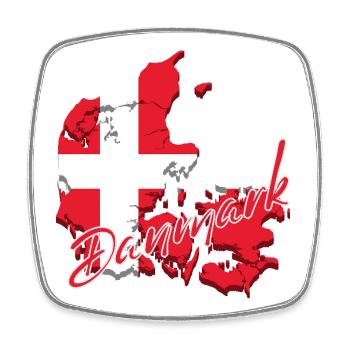 Map flag Denmark, I love Denmark - Square fridge magnet - white - Front