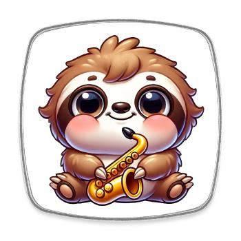 Süßes Faultier Saxofon Musiker Cartoon Jazz - Viereckiger Kühlschrankmagnet - Weiß - Vorne
