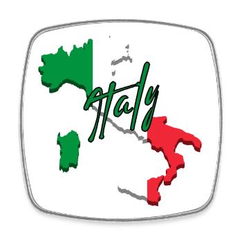 Map with Italy flag, I love Italy - Square fridge magnet - white - Front