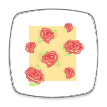 Pastel roses on cream - Square fridge magnet - white - Front